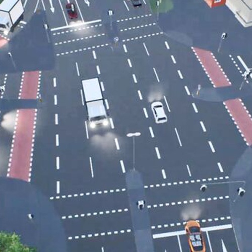 Grafische Ansicht einer Straßenkreuzung